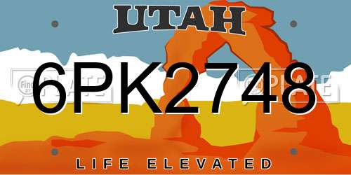 6PK2748 Utah License Plate
