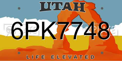 6PK7748 Utah License Plate