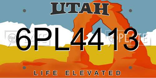 6PL4413 Utah License Plate