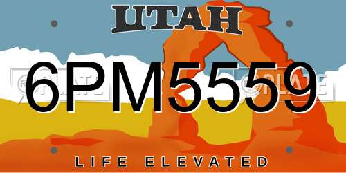 6PM5559 Utah License Plate