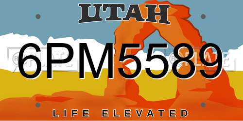 6PM5589 Utah License Plate