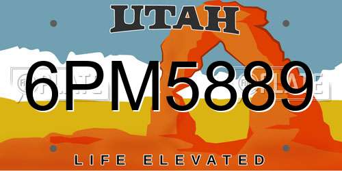 6PM5889 Utah License Plate
