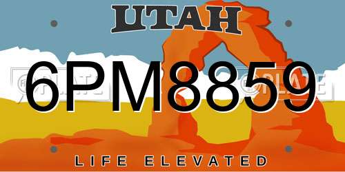 6PM8859 Utah License Plate