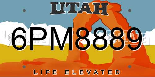 6PM8889 Utah License Plate