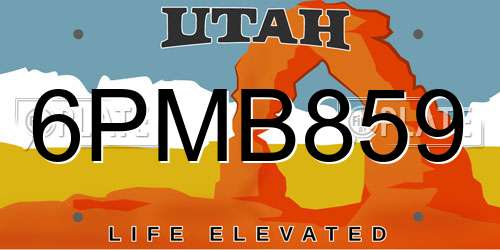 6PMB859 Utah License Plate