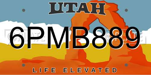 6PMB889 Utah License Plate