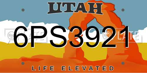 6PS3921 Utah License Plate