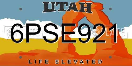 6PSE921 Utah License Plate