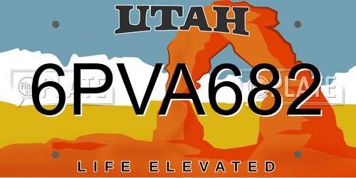 6PVA682 Utah License Plate