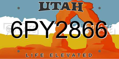 6PY2866 Utah License Plate
