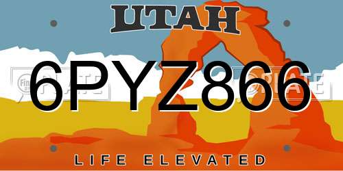 6PYZ866 Utah License Plate