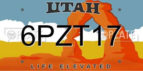 6PZT17 Utah License Plate