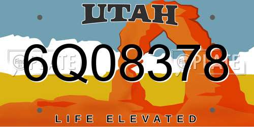 6Q08378 Utah License Plate