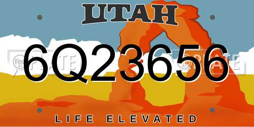 6Q23656 Utah License Plate