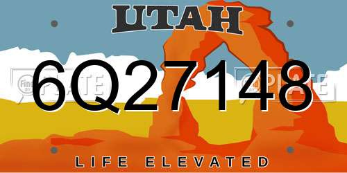 6Q27148 Utah License Plate