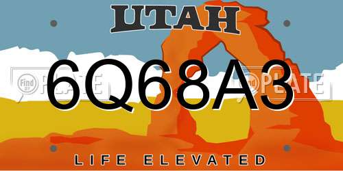 6Q68A3 Utah License Plate