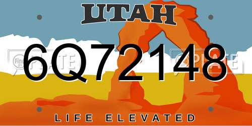 6Q72148 Utah License Plate