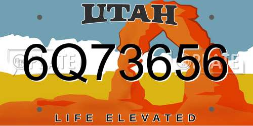 6Q73656 Utah License Plate
