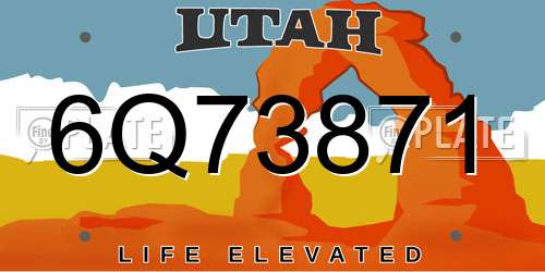 6Q73871 Utah License Plate