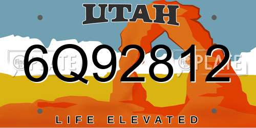 6Q92812 Utah License Plate