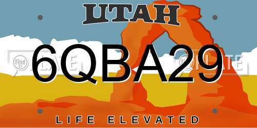 6QBA29 Utah License Plate
