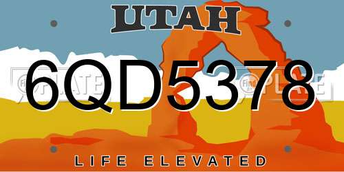 6QD5378 Utah License Plate