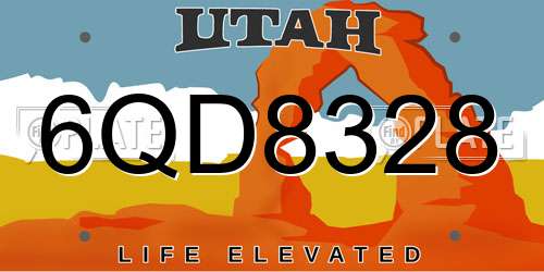 6QD8328 Utah License Plate