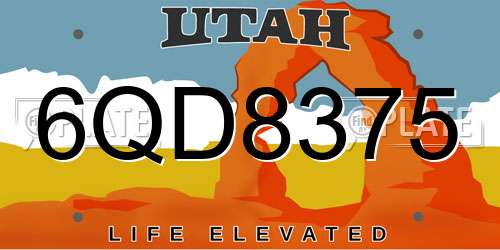 6QD8375 Utah License Plate