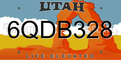6QDB328 Utah License Plate