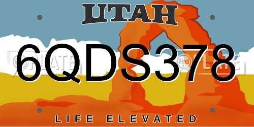 6QDS378 Utah License Plate