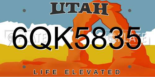 6QK5835 Utah License Plate