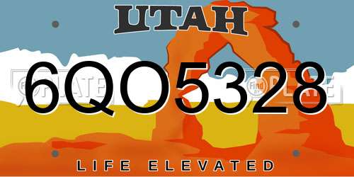 6QO5328 Utah License Plate