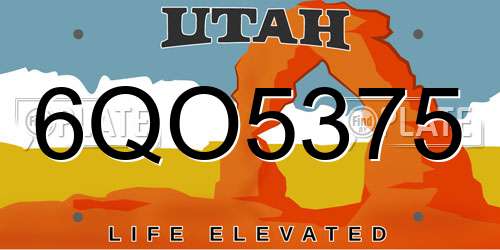 6QO5375 Utah License Plate