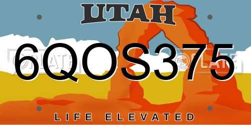 6QOS375 Utah License Plate
