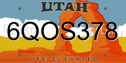 6QOS378 Utah License Plate