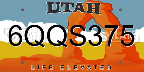 6QQS375 Utah License Plate
