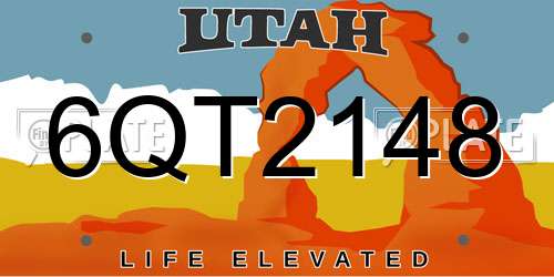 6QT2148 Utah License Plate