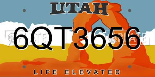 6QT3656 Utah License Plate