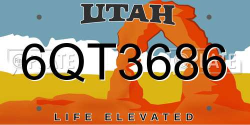 6QT3686 Utah License Plate