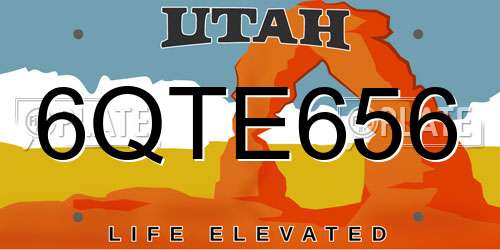 6QTE656 Utah License Plate