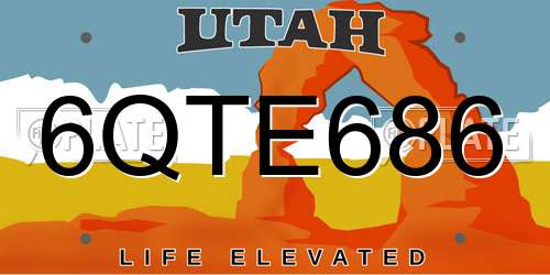 6QTE686 Utah License Plate