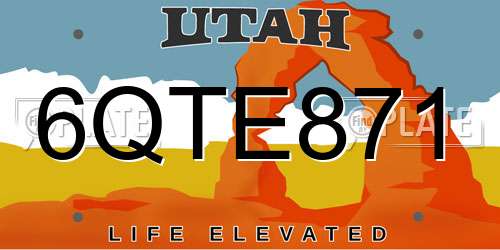 6QTE871 Utah License Plate