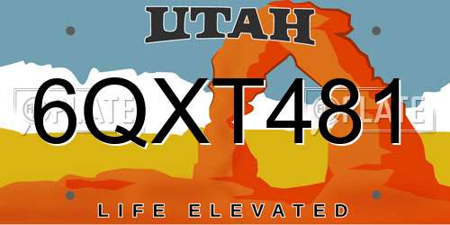 6QXT481 Utah License Plate