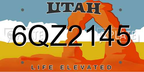 6QZ2145 Utah License Plate