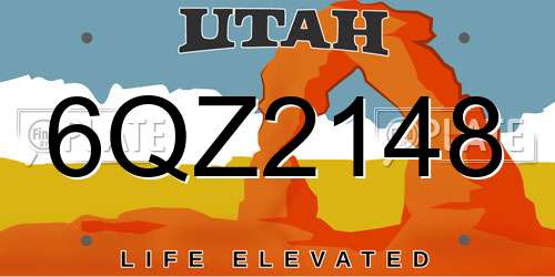 6QZ2148 Utah License Plate