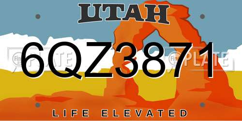 6QZ3871 Utah License Plate