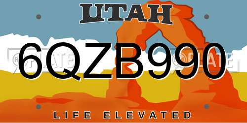 6QZB990 Utah License Plate