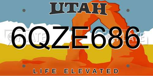 6QZE686 Utah License Plate