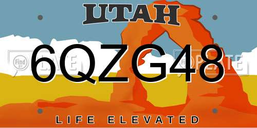 6QZG48 Utah License Plate