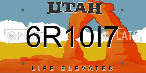 6R10I7 Utah License Plate